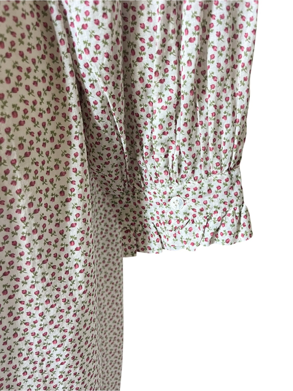 DOEN Stanton Berry Bisou Floral Cotton Button Down Belted Midi Dress Small - Picture 10 of 13